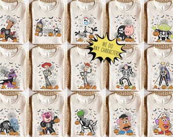 Retro Toy Story Skeleton Halloween Shirt, Spooky Season Disney Halloween Shirt, Woody Buzz Lightyear Jessie Halloween Shirt,Halloween family