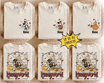 Custom Retro Disney Halloween All Characters Shirts, Mickey And Friends Halloween Shirt, Halloween Party Shirt, Disney Family Trip Halloween