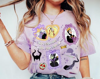 Custom Disney Villains Coquette and Bead Shirt, Bad Witches Shirt, Maleficent Evil Queen Ursula Cruella Shirt, Disneyland Girls Trip Shirt