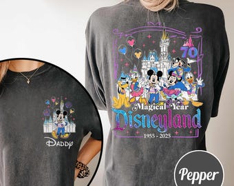 Custom 2 Side Disneyland 70th anniversary 1955-2025 shirt, 70 years of magic shirt, Disneyland family vacation 2025 Tee,Platinum Celebration