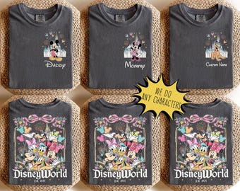 Personalization 2-side Disneyworld Mickey And Friends Shirt, Custom Name Disney Family 2026, Retro Disneyworld Trip, Disney Family Vacation