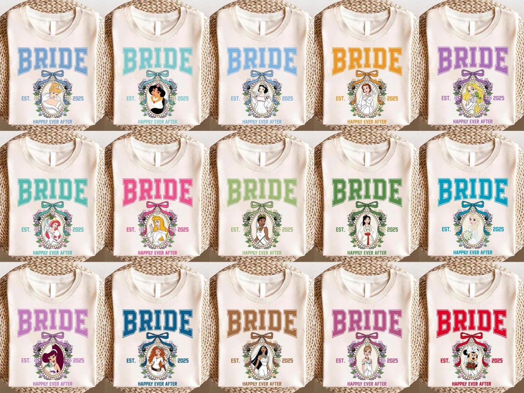 Disney Princess Bride Shirt, 2 side Bridal Party Disneyland Tee, Bachelorette Disney Bride