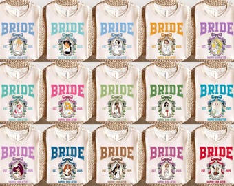 Disney Princess Bride Shirt, 2 side Bridal Party Disneyland Tee, Bachelorette Disney Bride Team Shirt, Bachelor Wedding Party Disneyworld