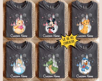 Custom All Disney Castle Characters Shirt, Retro Disney Mickey & Friends Stitch Cars Matching Shirt, Disneyland Family Vacation 2026 Trip