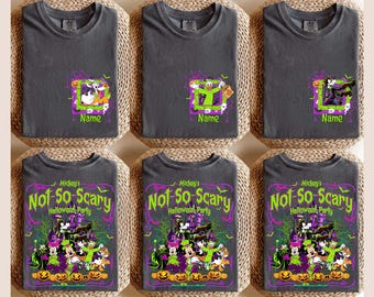 Personalized Vintage Mickey's Not So Scary Halloween Party 2-Sided Shirt, Disney Halloween Family Shirt, Halloween Disney Family Shirt