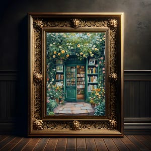 Vecchia biblioteca pittura, poster di stampa d'arte vintage, regalo per gli amanti dei libri, negozio di libri vintage, decorazione della parete, Accademia oscura, arte della parete libresca