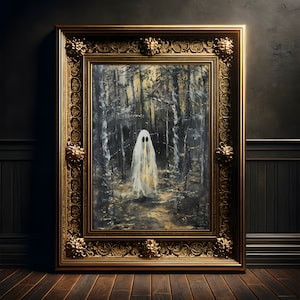 Kleiner Waldgeist Gemälde, Kunst Druck Poster, Gothic, Fantasy Wanddekoration, Dark Academia, Herbst Dekor, Whimsigoth