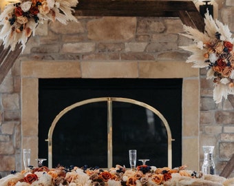 Pampas Arch Flowers, Boho Wedding Arbor Decor, Terracotta Navy Floral Swag, Ceremony Backdrop, Neutral Rustic Arch Arrangement Reddit