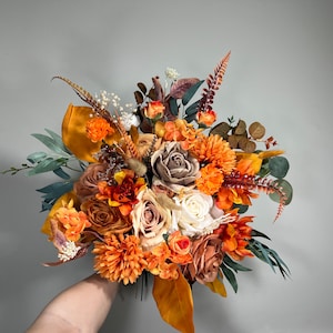 Wedding Bouquet Terracotta Bridal Wedding Rust Terracotta Bouquet Burnt Orange Decor Fall Eucalyptus Handmade Artificial Dried Flower