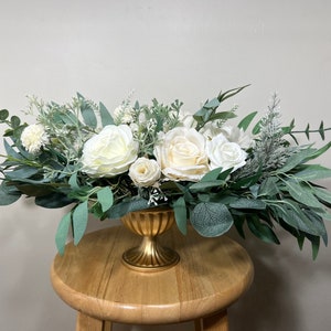 Wedding White Centerpiece Table Ivory Decor White Centerpiece Wedding Table Centerpiece Eucalyptus Greenery Rustic Sage Artificial Flower image 1