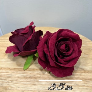 Burgundy Velvet Flowers Head Rose Dark Red Wine High Quality Maroon Red Wedding Artificial Roses Home Décor Silk Decorative DIY Supplies