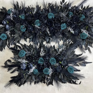 Black Arch Arrangement Black Teal Arch Aisle Arrangement Halloween Decor Gothic Black Dark Teal Arch Arrangement Black Teal Reddit