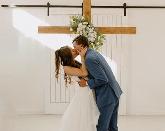 Wedding Arrangement White Arbor Arrangement Ivory Cross Decor White Flowers Arch Arrangement White Sage Eucalyptus Artificial Flowers Faux