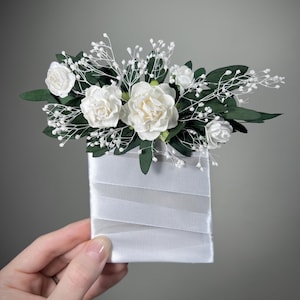 Hochzeit Tasche Boutonniere Weiß Bräutigam Boutonniere Platz Elfenbein Groomsmen Tasche Boutonniere Hochzeit Ivory Greenery Künstliche Blumen