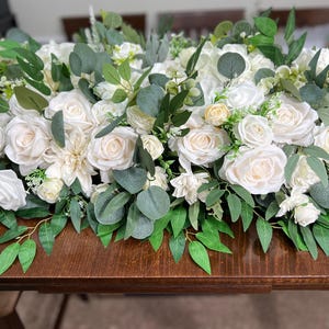 Wedding Sweetheart Decor Table White Ivory Aisle Arrangement Centerpiece Decor White Sweetheart Handmade Artificial Peony Flowers Eucalyptus