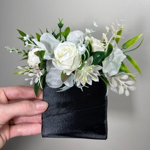 Hochzeit Tasche Boutonniere Weiß Bräutigam Boutonniere Elfenbein Quadratische Trauzeugen Tasche Boutonniere Hochzeit Elfenbein Rustikale Dekor Künstliche Blumen