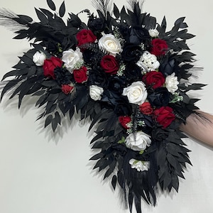 Black Arch Arrangement Wedding Red Arch Aisle Arrangement Corner White Arbor Arrangement Corner Gothic Black White Artificial Flowers