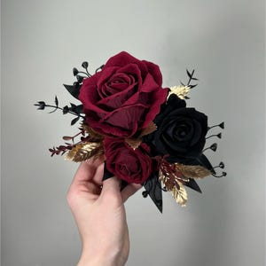Black Burgundy Cake Decor Flower Wedding Gothic Cake Topper Flowers Black Burgundy Gold Cake Decoration Wine Red Black Cake Arrangement