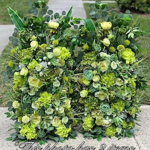 Wedding Aisle Marker Flower Floor Arrangement Barrel Décor Grass Green Flowers Greenery Ground Arch Eucalyptus