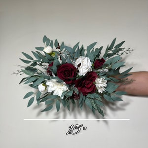 Wedding Burgundy Arch Arrangement Ivory Rustic Arch Aisle Arrangement Burgundy Decor Christmas Artificial Flowers Eucalyptus Wall Decor Swag