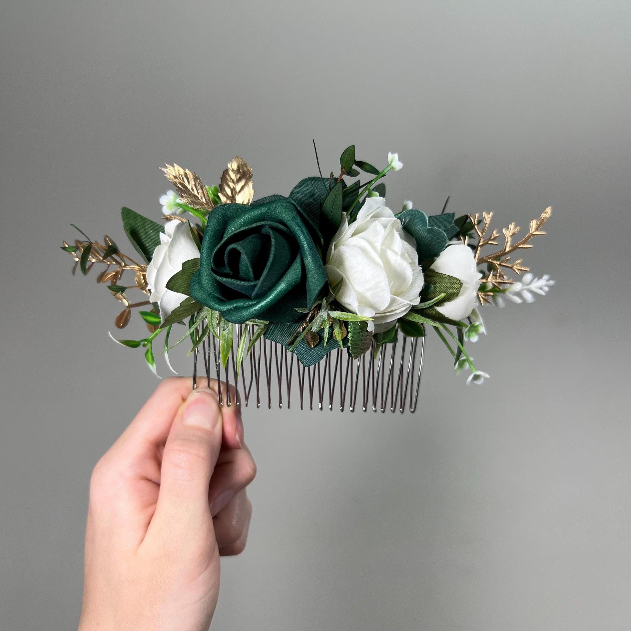 1920’s Emerald & Sapphire Stone Floral Hair Comb Vintage Sapphire Bridal Hair Comb 1920s, Art Deco Navy Blue  main image 4
