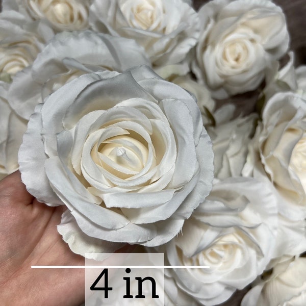 Ivory Artificial Flowers Head Rose White High Quality Wedding Fake Roses Ivory Silk Bridal Clearance Accessories Decorative Home Decor DIY
