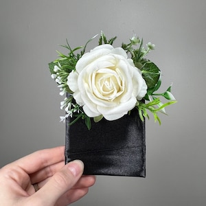 Hochzeit Tasche Boutonniere Weiß Bräutigam Boutonniere Elfenbein Quadratische Trauzeugen Tasche Boutonniere Hochzeit Elfenbein Rustikale Kunstblumen