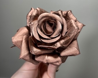 Rose Gold Artificial Flowers Head Rose Rose Gold High Quality Wedding Fake Roses Home Decor Silk Bridal Accessories Decorative