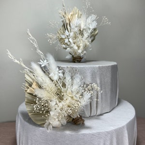 Cake Topper Wedding Decoration Boho Cake Arrangements Wedding NaturalPalms Leaves Cake Decoration White Artificial Dried Flowers Baby Breath