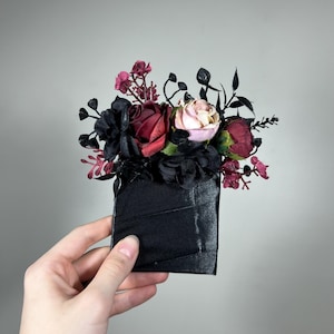 Black Pocket Boutonniere Wedding Groom Boutonnière Square Burgundy Groomsmen Halloween Dusty Rose Burgundy Black Gothic Artificial Flowers