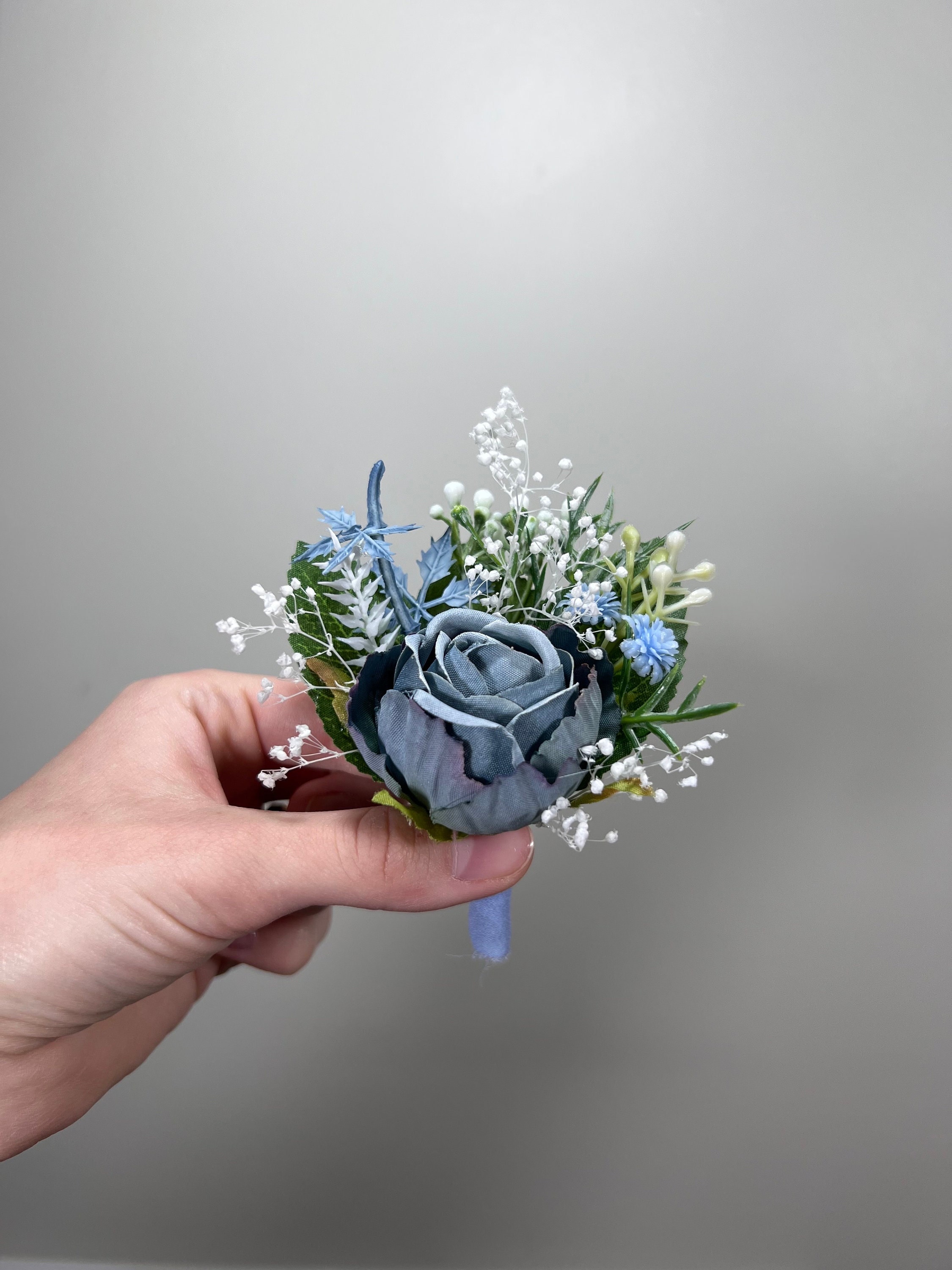 Wedding Boutonniere Dusty Blue Groom Wedding Groomsmen Boutonnière