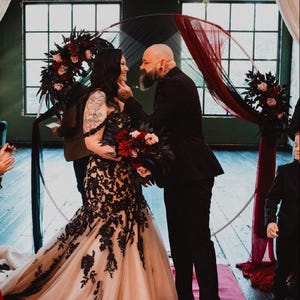 Black Arch Arrangement Wedding Burgundy Black Arch Aisle Arrangement Halloween Arbor Arrangement Dusty Rose Black Gothic Artificial Flowers
