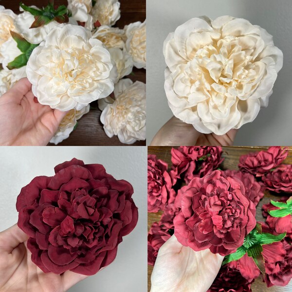 Ivory Artificial Flowers Head Peony Burgundy High Quality Wedding Fake Champagne Silk Bridal Clearance Accessories Home Decor
