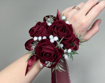 corsage to go with burgundy dress Burgundy Wrist Corsage main image 0