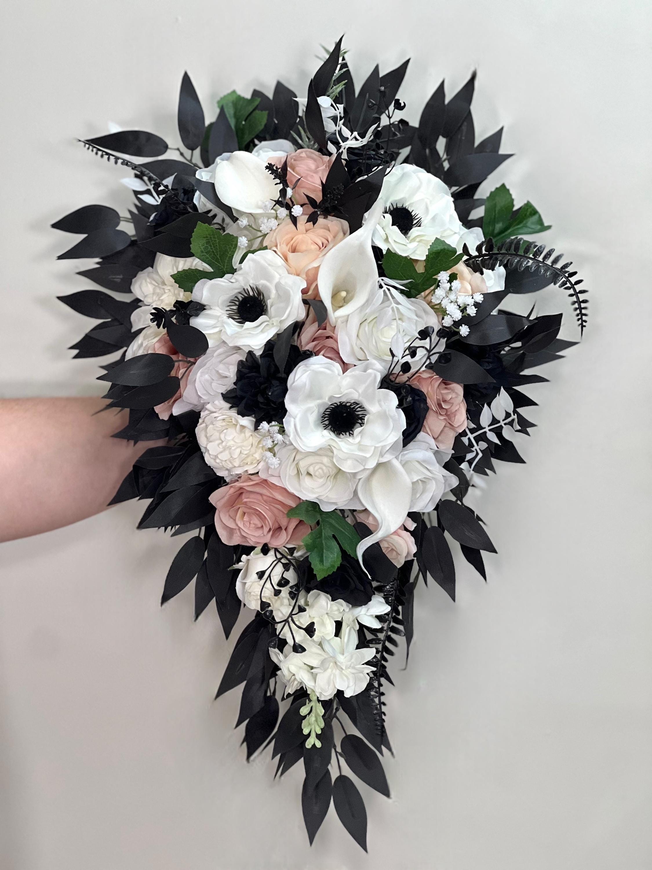 bouquets for black bridesmaid dresses Black Bridal Party Bouquets Bridal Party Black And White Bridesmaid Dresses Color