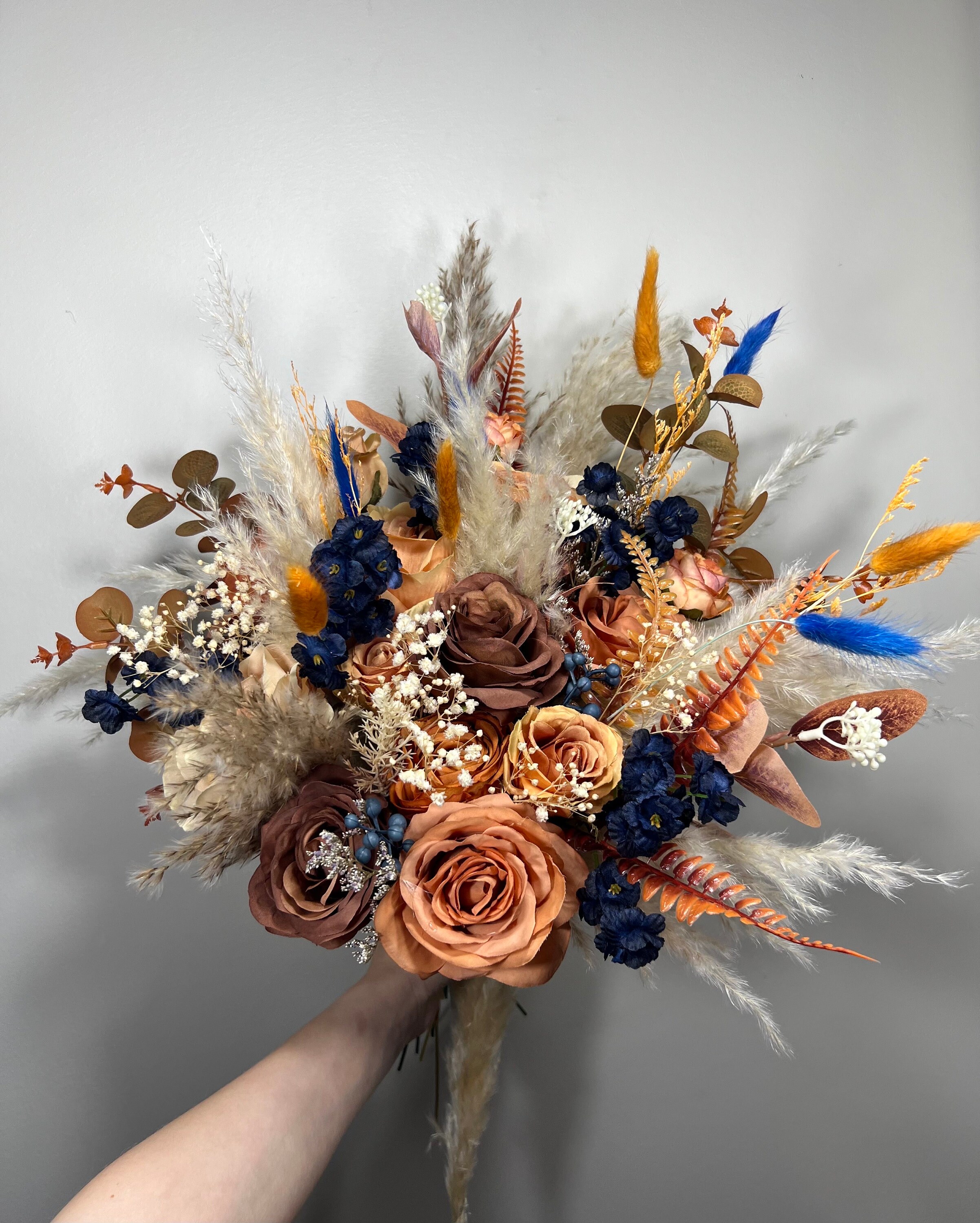 Wedding Bouquet Navy Blue Terracotta Boho Bridal Rust Wedding Burnt Wedding Bouquet Navy Blue Terracotta Boho Bridal Rust Wedding Burnt