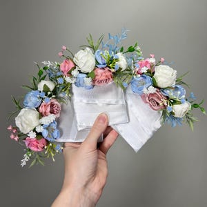 White Blue Pocket Boutonniere Wedding Groom Boutonnière Dusty Rose Square Groomsmen Pocket Pink Boutonniere Dusty Blue Artificial Flower