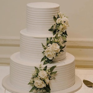Cake Decoration White Wedding Topper Decor Cake Arrangements Sage Ivory Cake Decoration Ivory Artificial Flower Cake Decor White