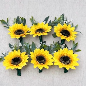 Sonnenblumen-Ansteckblume für die Hochzeit, Ansteckblumen für den Bräutigam, Sonnenblumen-Ansteckblume für die Trauzeugen, Herbst-Sonnenblumen, gelbe künstliche Blumen, Reddit