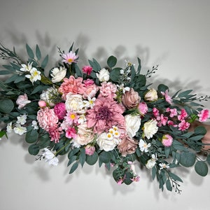 Hochzeit Rosa Bogen Arrangement Elfenbein Altrose Bogen Gang Gesteck Dekor Wilde Blume Sommer Frühling Bogen weiße künstliche Blume