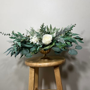 Wedding White Centerpiece Table Ivory Decor White Centerpiece Wedding Table Centerpiece Eucalyptus Greenery Rustic Sage Artificial Flower image 2
