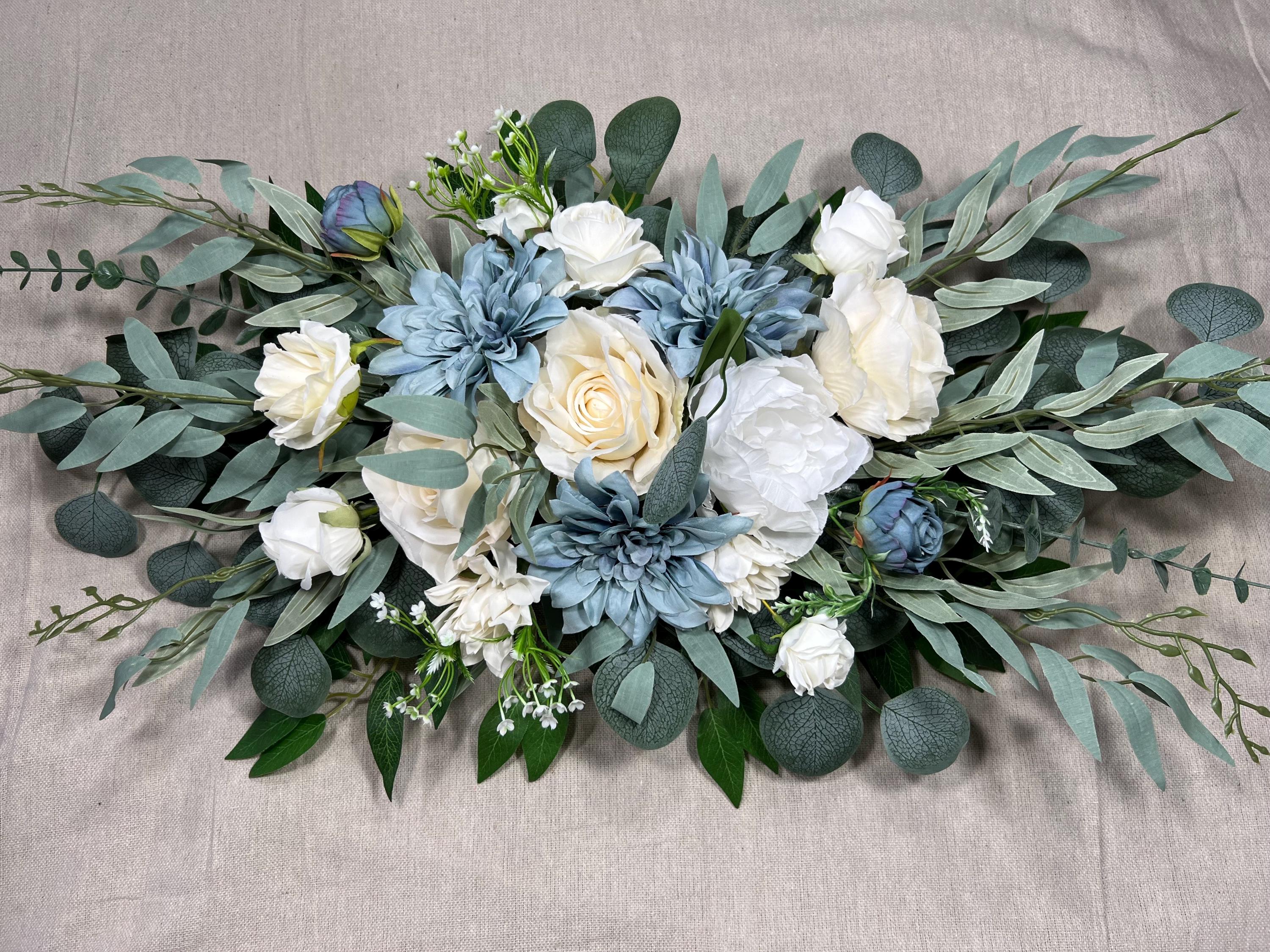Dusty Blue Arch Arrangements Wedding Blue White Arbor Arrangement