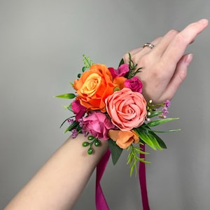 prom bouquet for orange dress 11.8 inch wide Burnt Orange Cascade Bridal Bouquet