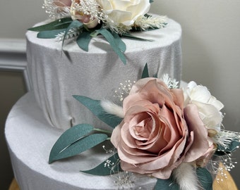 Wedding Cake Decoration Dusty Rose Topper White Decor Cake Arrangements Wedding Ivory Cake Decoration Artificial Flowers Sage Centerpiece