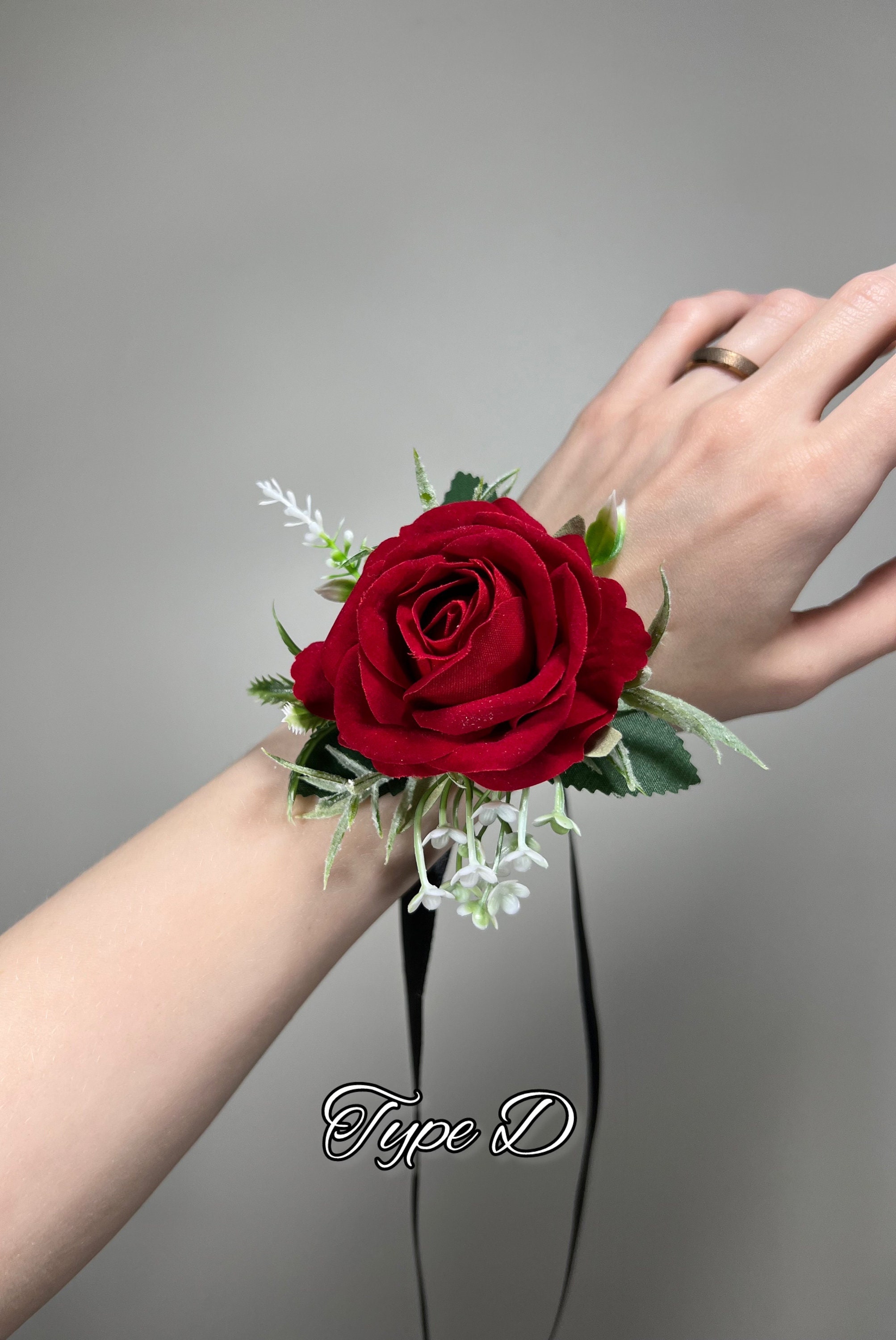 fitted lace wedding dress PUTTING ON THE RITZ RED PROM CORSAGE – Flowers 'N' Things main image 0