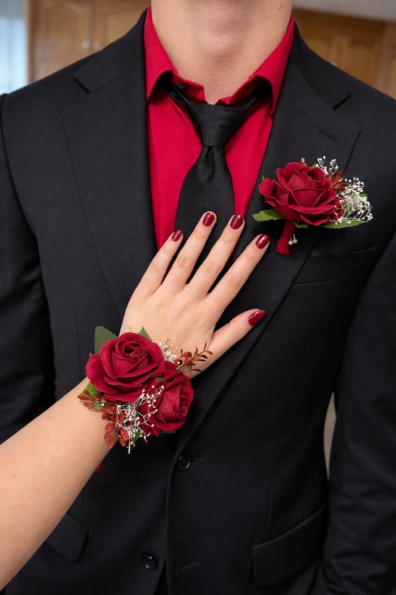 corsage to match red dress Red Rose Corsage by BloomNation in Centerville, MN