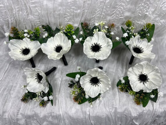 Wedding Anemone Boutonniere Groom Boho Anemone Boutonnières ...