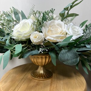 Wedding White Centerpiece Table Ivory Decor White Centerpiece Wedding Table Centerpiece Eucalyptus Greenery Rustic Sage Artificial Flower image 4