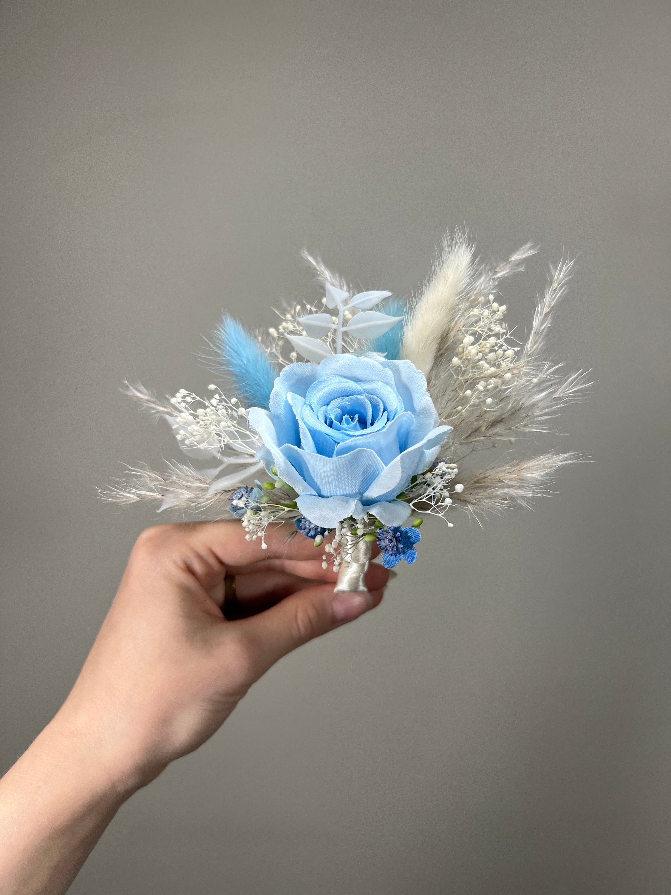 Blue Boutonniere Wedding Groom Dusty Blue Boutonnières Groomsmen