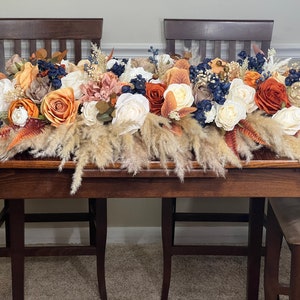 Wedding Sweetheart Terracotta White Navy Blue Ivory Burnt Orange Aisle Arrangement Rust Centerpiece Table Sweetheart Artificial Flowers